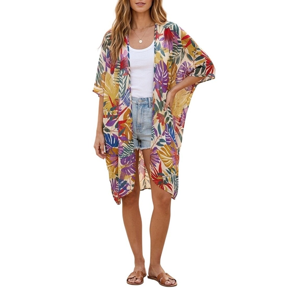 LIVE 4 TRUTH Plus Size 1X Tropical Floral Kimono Cardigan Boho Vacation Resort